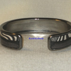 Zebra print cuff bracelet with black and gray leather, woman's animal print leather cuff bracelet, woman's leather jewelry, zebra print cuff image 5