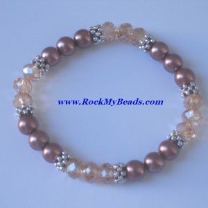 Brown Pearls and Gold Crystal Bracelet,bracelet,jewelry,women bracelet,beaded bracelet,bridesmaid bracelet,pearl bracelet,crystal bracelet