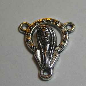 Virgin Mary Rosary Center 19x15mm Pkg 25,religious,catholic,rosary center,center,jewelry supplies,Virgin Mary,rosary,rosary center,