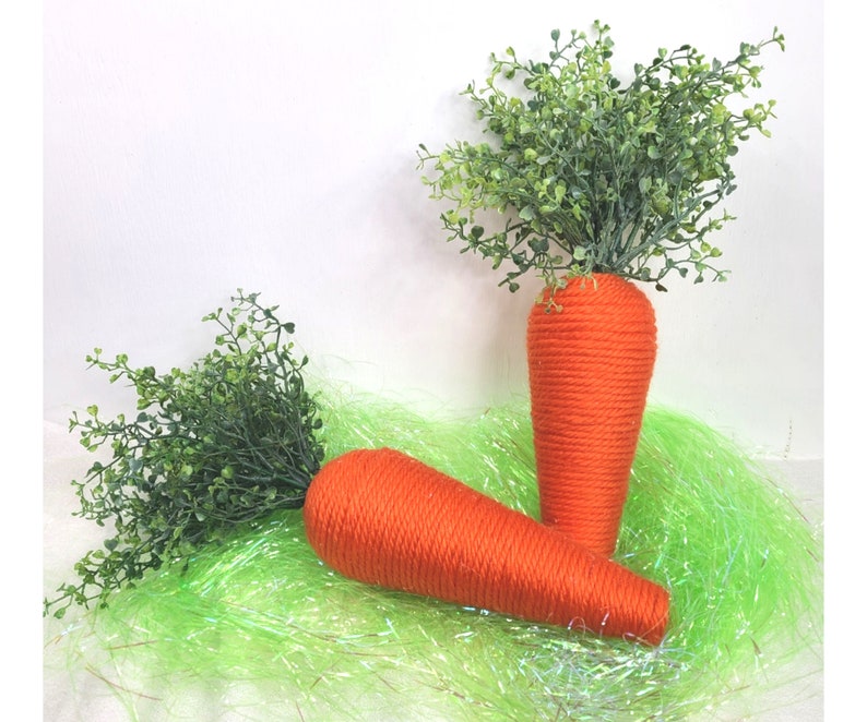 Large Orange Carrot for Wreath Attachments or Easter decor, Carrot, Chunky Carrot, Carrot with Greenery, Faux Carrot, Easter Decorations image 1