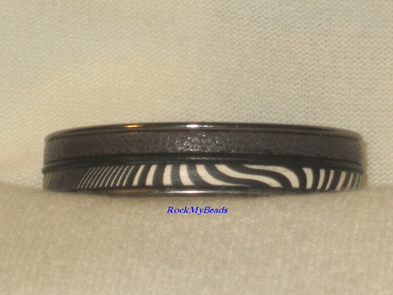Zebra print cuff bracelet with black and gray leather, woman's animal print leather cuff bracelet, woman's leather jewelry, zebra print cuff image 4