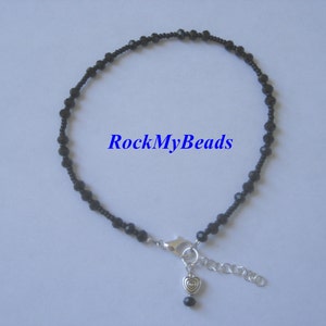 Black Crystal Ankle Bracelet - Anklet, ankle jewelry, leg jewelry, crystal , crystal anklet, crystal ankle bracelet
