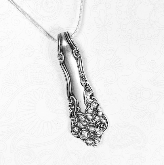 Antique Spoon Necklace, Silverware Jewelry, 'Berwick Diana’ 1904