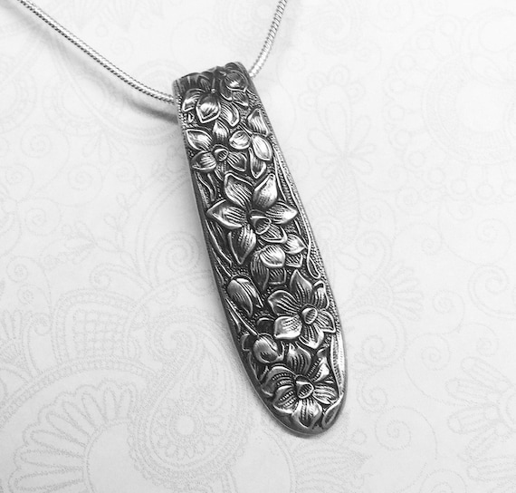 Vintage Spoon Necklace, Spoon Pendant, "Narcissus" 1935, Silverware Jewelry
