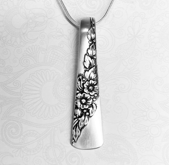 Long Spoon Necklace Pendant, Silverware Jewelry, "Endearable" 1954