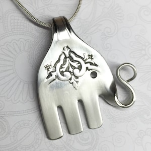 Elephant Fork Necklace, Fork Pendant, Elephant Necklace, Silverware Jewelry, &#39;Lady Doris&#39; 1929