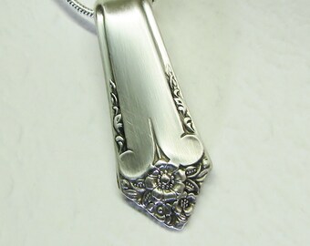 Spoon Necklace, Spoon Handle Pendant, 'Starlight' 1950, Silverware Jewelry