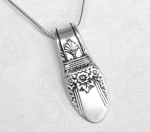 Spoon Necklace, Spoon Pendant, 'First Love' 1937, Silverware Jewelry