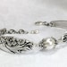 Silver Spoon Bracelet with White Crystal Pearls, Silverware Jewelry, 'Evening Star' 1950 