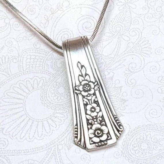 Vintage Spoon Necklace, Silverware Jewelry 'Fortune' 1939