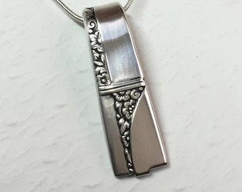 Art Deco Spoon Necklace, Spoon Pendant, 'Caprice' 1937, Silverware Jewelry