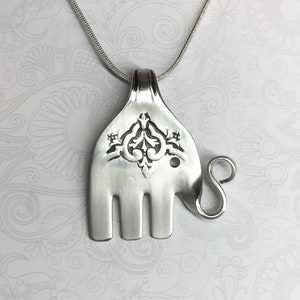 Elephant Fork Necklace, Fork Pendant, Elephant Necklace, Silverware Jewelry, 'Lady Doris' 1929 image 2