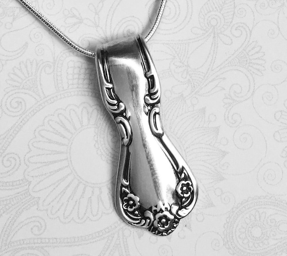 Vintage Spoon Necklace, Silverware Jewelry, 'Daybreak' 1952