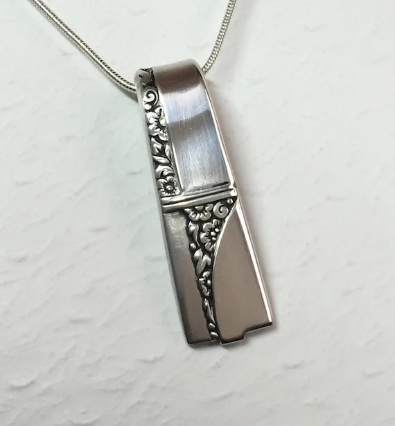 Art Deco Necklace Vintage Spoon Jewelry 'Caprice' 1937 Gift Silverware Spoon Pendant Vintage Silverplate Upcycled Teaspoon Handmade Keepsake