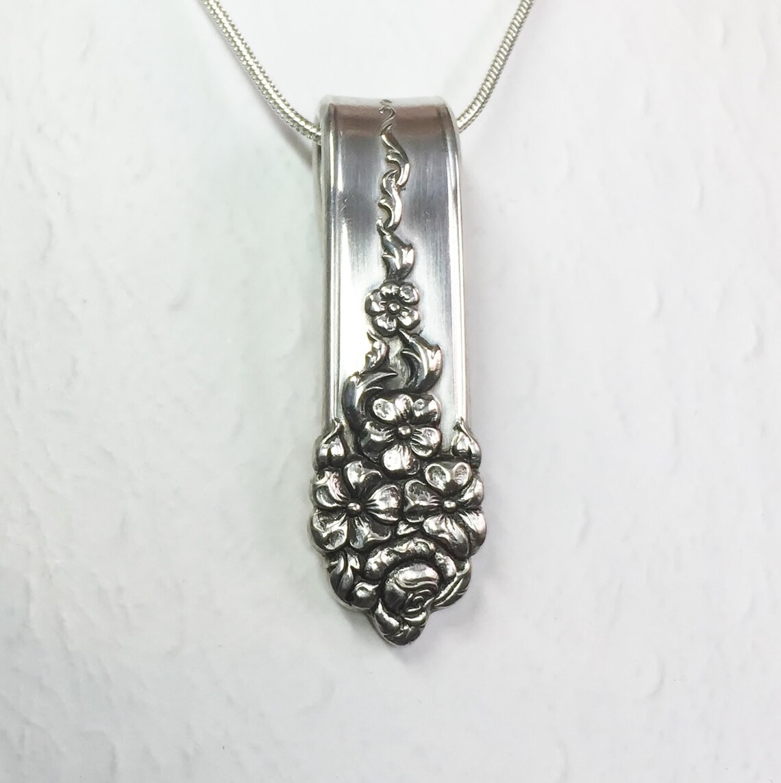 Vintage Spoon Necklace Spoon Pendant 'moss Rose' Etsy