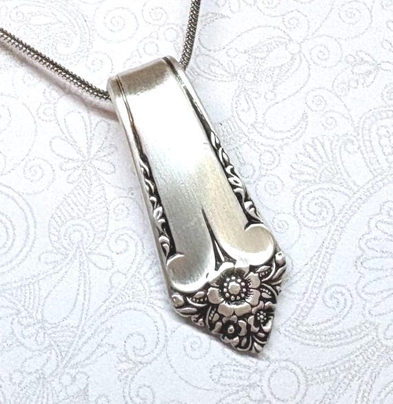Spoon Necklace, Spoon Handle Pendant, Silverware Jewelry 'Starlight' 1950