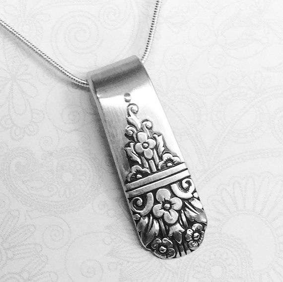 Silver Spoon Necklace Pendant, Spoon Jewelry 'Arcadia' 1938