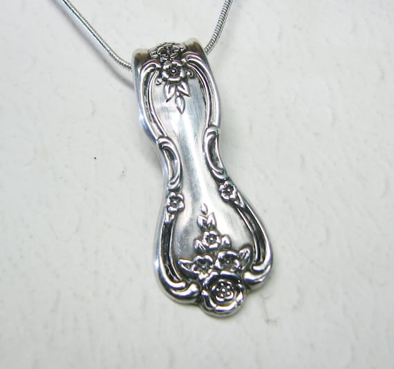 Spoon Necklace, Spoon Pendant, Silverware Jewelry, 'Magnolia' 1951