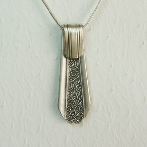 Vintage Spoon Necklace, Aquamarine Swarovski Crystals, Silverware Jewelry, 'Viceroy' 1936, Customizable Pendant image 3