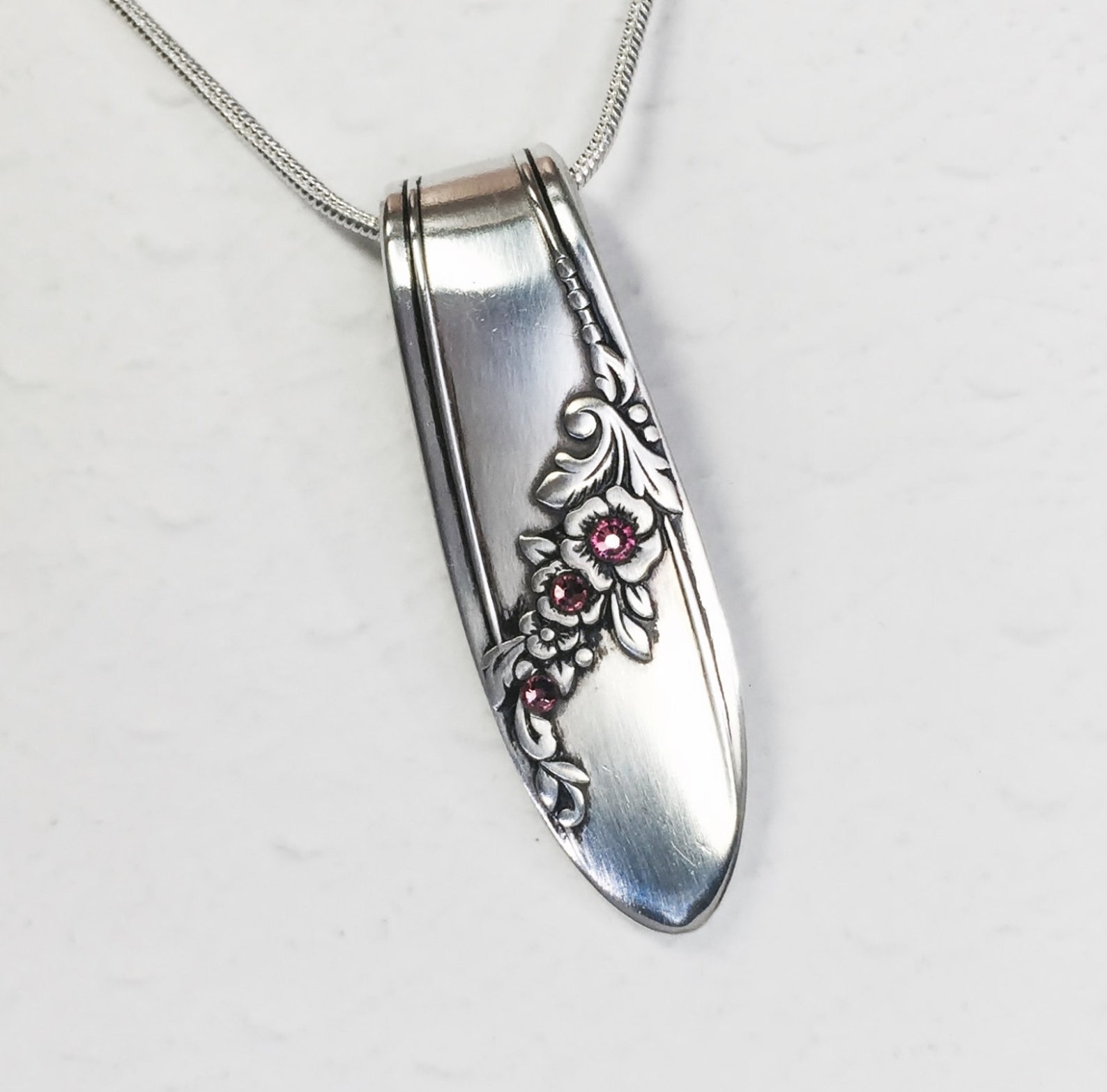 Spoon Necklace Pendant Rose Pink Crystals 'queen Etsy
