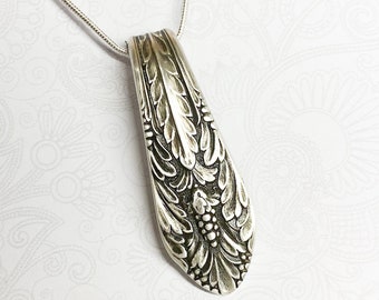 Art Nouveau Spoon Necklace, Spoon Handle Pendant, Marquise 1933, Silverware Jewelry