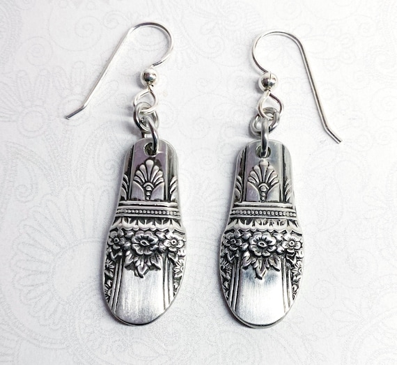 Dangle Spoon Earrings, Silverware Jewelry, "First Love" 1937