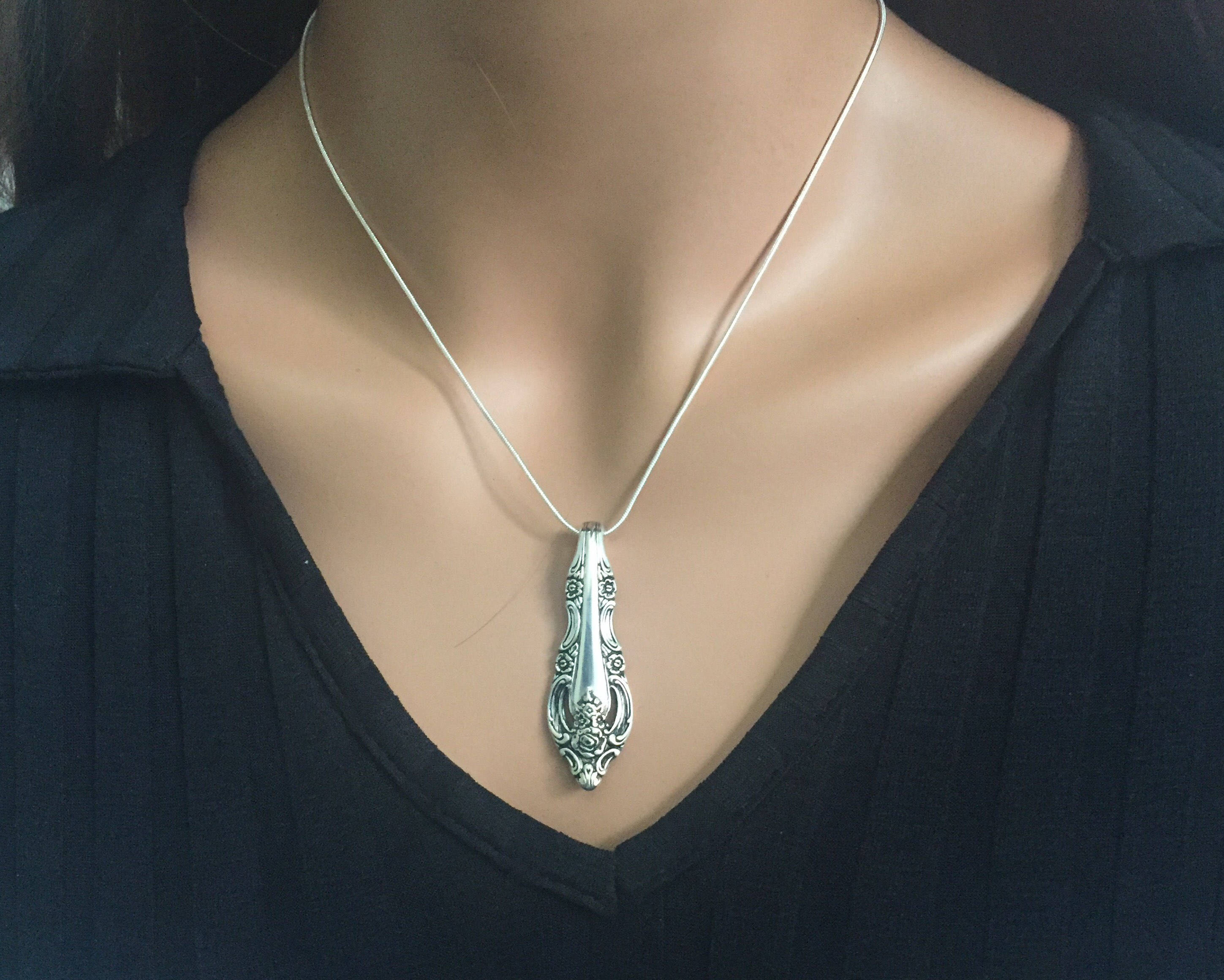 Spoon Necklace Pendant, Silverware Jewelry, Silver Artistry 1965
