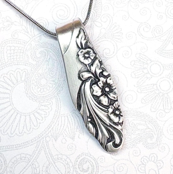 Spoon Handle Necklace, Silverware Jewelry, 'Evening Star' 1950