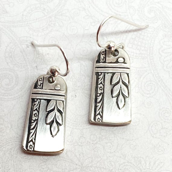Art Deco Spoon Earrings, Dangle Earrings, Silverware Jewelry, "Grenoble" 1938