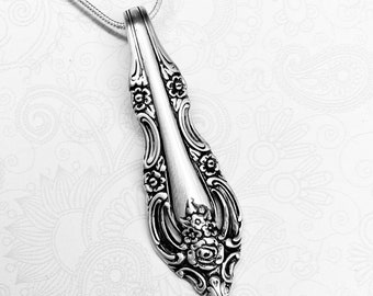 Silver Spoon Necklace Pendant, Silverware Jewelry, "Silver Artistry" 1965, Spoon Jewelry