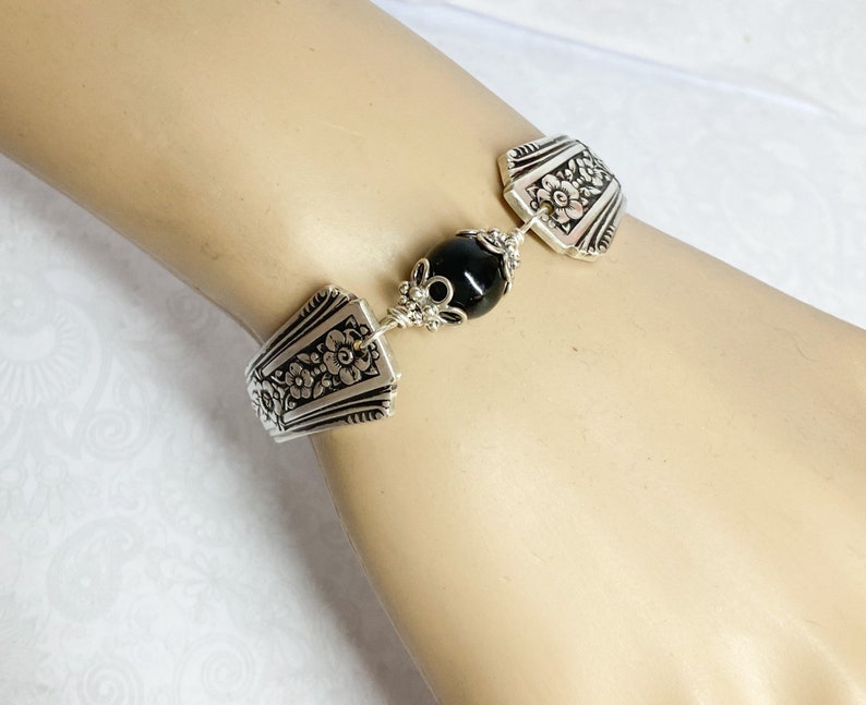Vintage Spoon Bracelet Spoon Jewelry Black Onyx Gemstone - Etsy