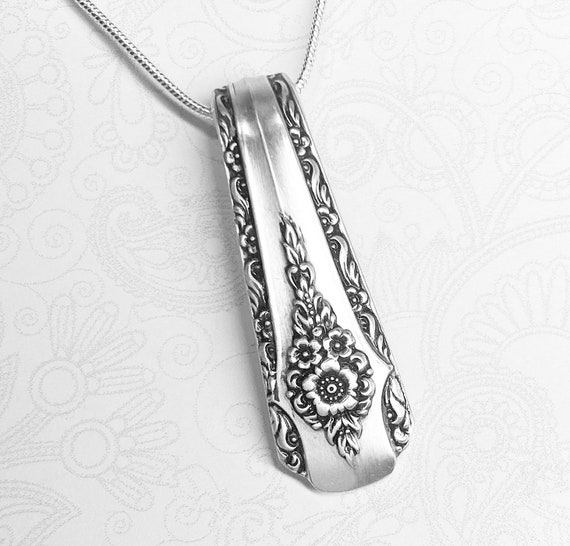 Vintage Spoon Necklace, Spoon Pendant, Elegance 1954, Silverware Jewelry