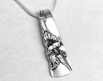 Spoon Necklace, Spoon Pendant, 'White Orchid' 1953, Silverware Jewelry