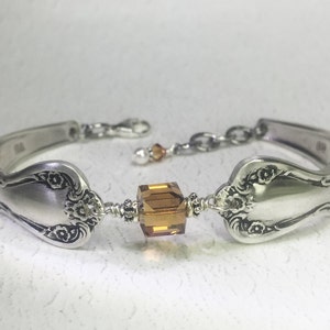 Spoon Bracelet, Topaz Swarovski Crystal, Spoon Jewelry, Birthstone Bracelet - 'Daybreak' 1952