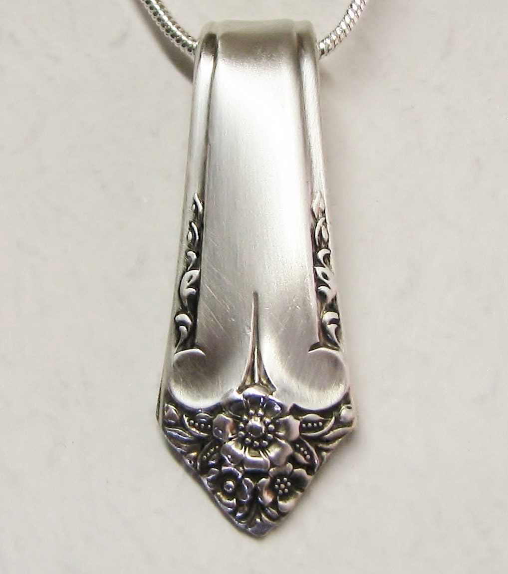 Spoon Necklace, Spoon Handle Pendant, Silverware Jewelry 'Starlight' 1950