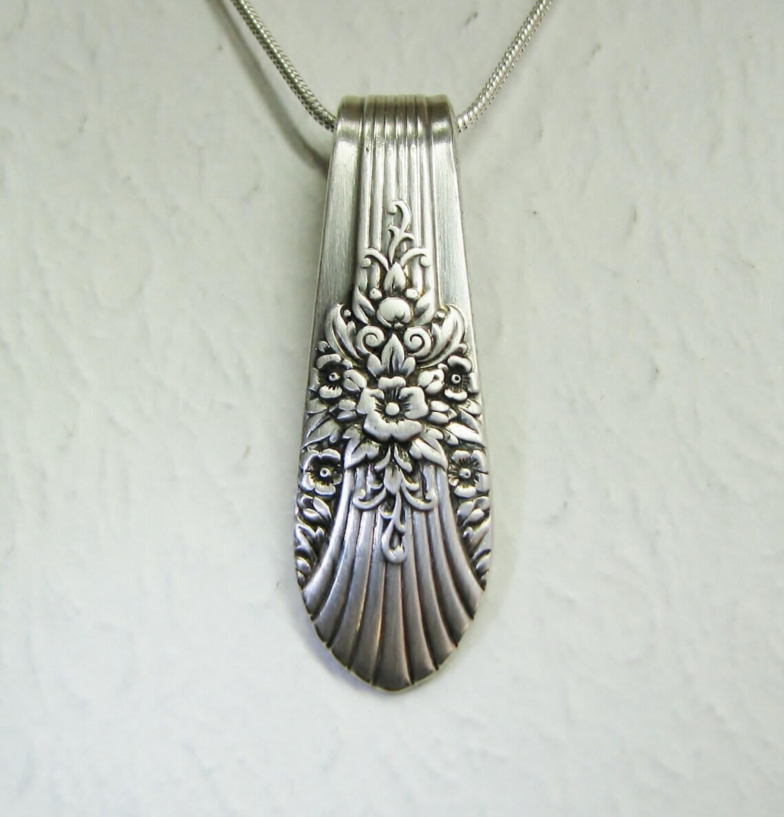 Vintage Spoon Necklace Spoon Pendant 'silver Mist' Etsy