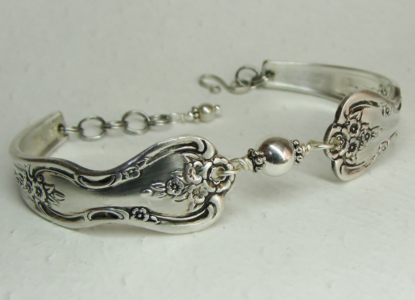 Spoon Bracelet Sterling Silver Beads Magnolia 1951 Etsy