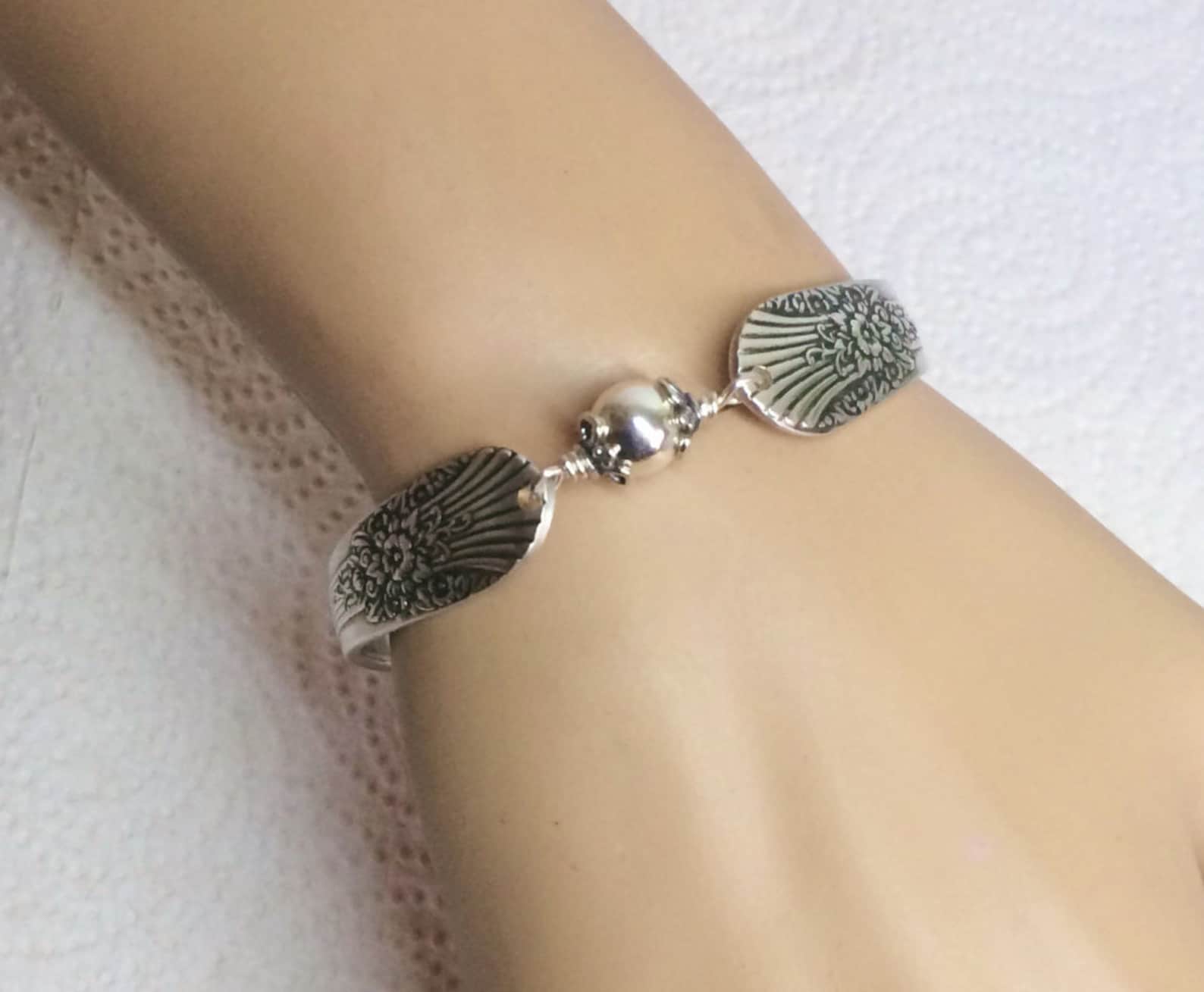 Spoon Bracelet Sterling Silver Beads Silverware Jewelry Etsy