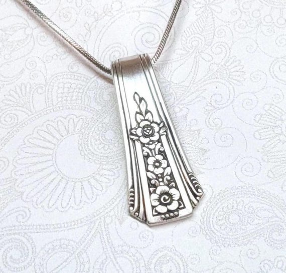 Vintage Spoon Necklace, Silverware Jewelry 'Fortune' 1939