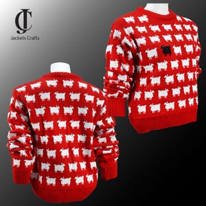 Handgemachter roter Oversized Pullover - Unisex Winter Strickpullover, Weihnachtsgeschenk