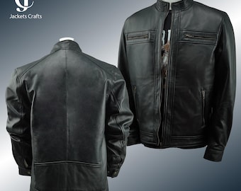 Classic Gap Men's Black Leather Jacket - Immaculate Condition