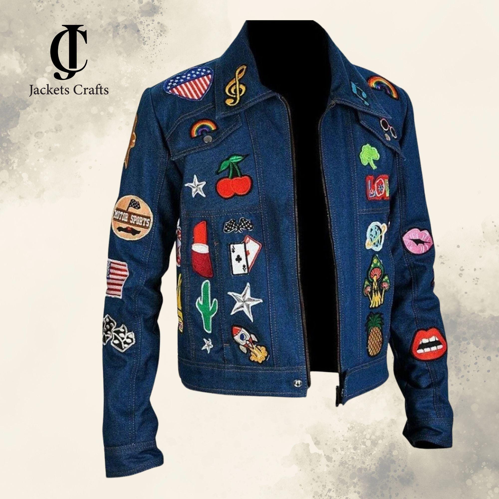 Embroidered Denim Patch Jacket: Vintage Streetwear Festival Coat