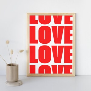 Cartel 'AMOR' en rojo | Arte imprimible | Carteles | Arte imprimible | Tipografía | Descarga digital |  5 archivos imprimibles en formato png