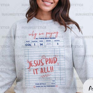 Jesús lo pagó todo PNG, diseño cristiano de sublimación, versículo bíblico SVG, clipart de camiseta religiosa, archivo de corte de fe de Cricut