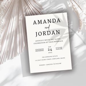 Invitación de boda minimalista elegante digital / Invitación editable en Canva / Boda imprimible DIY / Boda personalizable / Tarjeta de boda