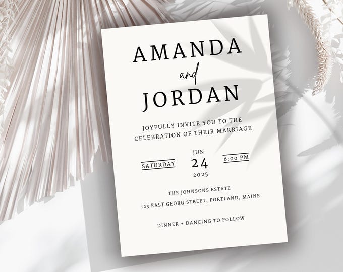 Wedding Invitations Card - Digital Editable Diy Printable Canva Marriage Details Invitation Template
