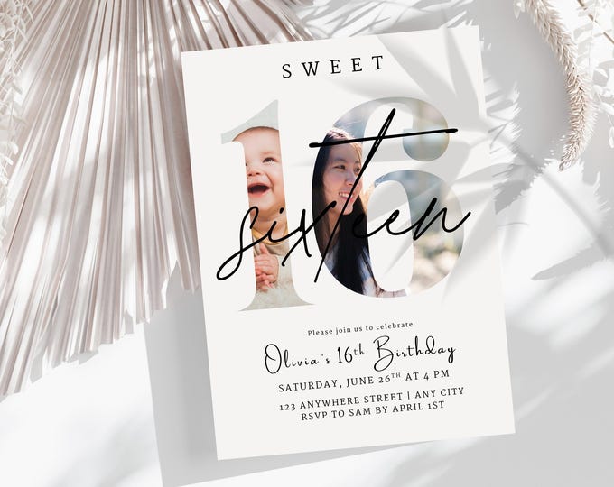 Sweet 16 Invitation Perfect For Busy Parents – Digital Printable Canva Birthday Invitation Card