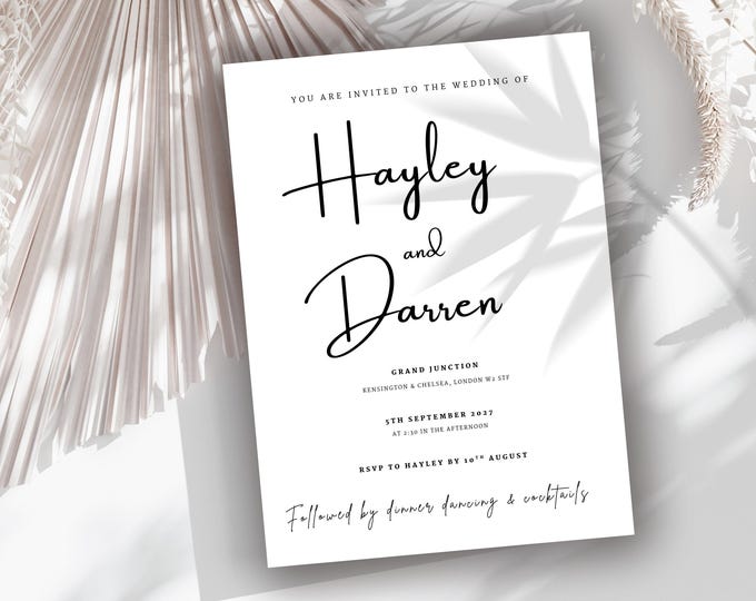 Wedding Invitations Card - Digital Editable Diy Printable Canva Invitation Perfect for Wedding Details