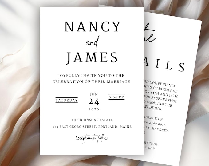 Wedding Invitation Card For Marriage Details - Digital Editable Canva Printable Template Invitation