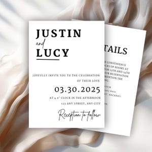 Cartão de detalhes do casamento - Modelo de convite digital editável e personalizável do Canva